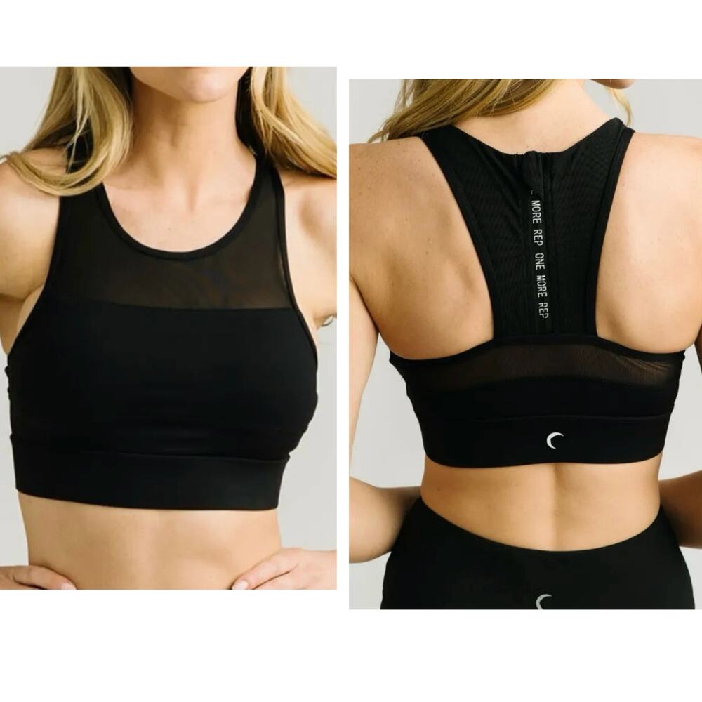 Zyia Active Sports Bra Size XL Black Zipper Mesh
